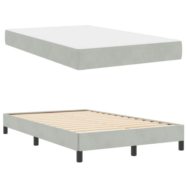 vidaXL Boxspringbett mit Matratze Hellgrau 120 x 220 cm Stoff