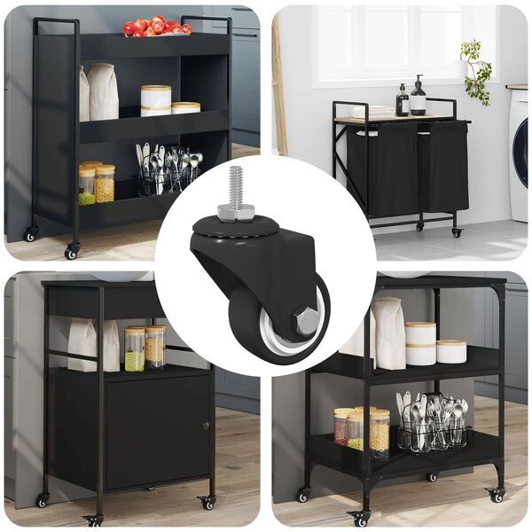 vidaXL Drehrolle 12 pcs Schwarz 40,4 x 40,4 x 19,7 mm Eisen und Nylon