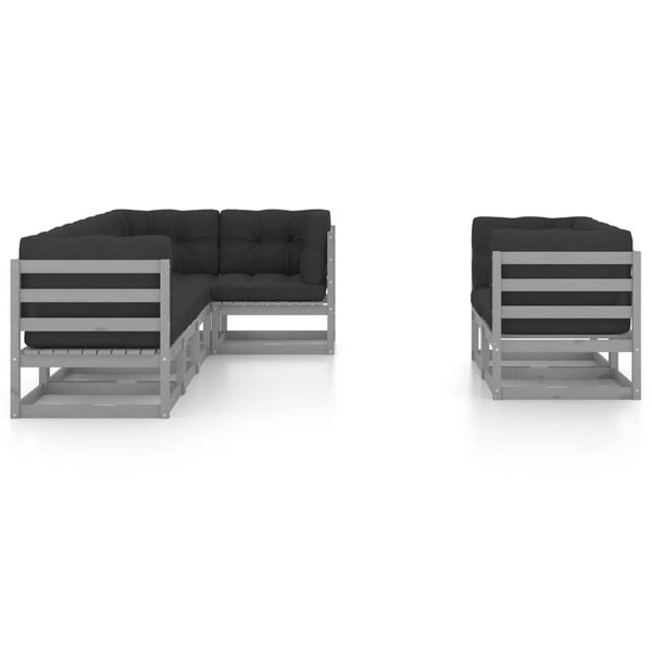 vidaXL 7-tlg. Garten-Lounge-Set mit Kissen Massivholz Kiefer