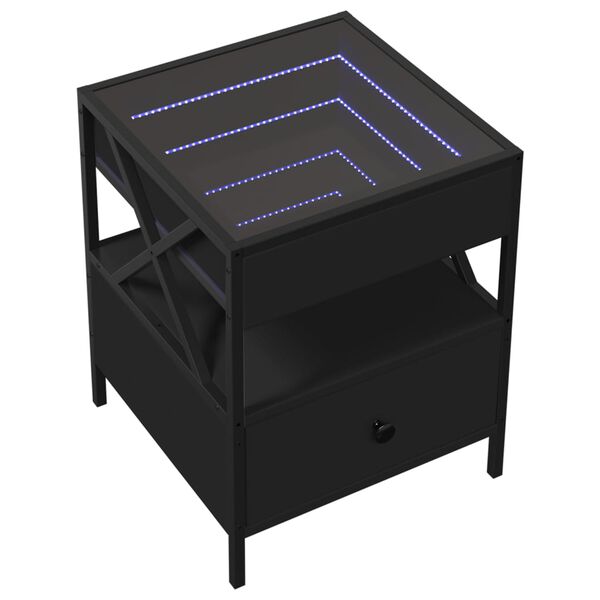vidaXL Couchtisch mit Infinity-LED Schwarz 40x40x51 cm