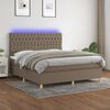 vidaXL Boxspringbett mit Matratze & LED Taupe 160x200 cm Stoff