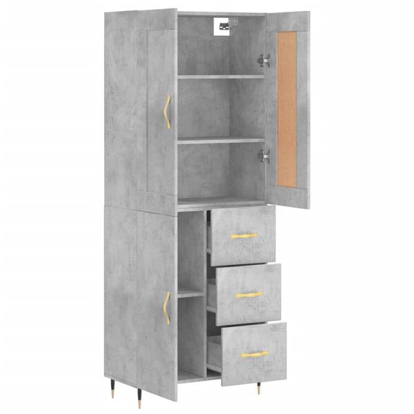 vidaXL Highboard Betongrau 69,5x34x180 cm Holzwerkstoff