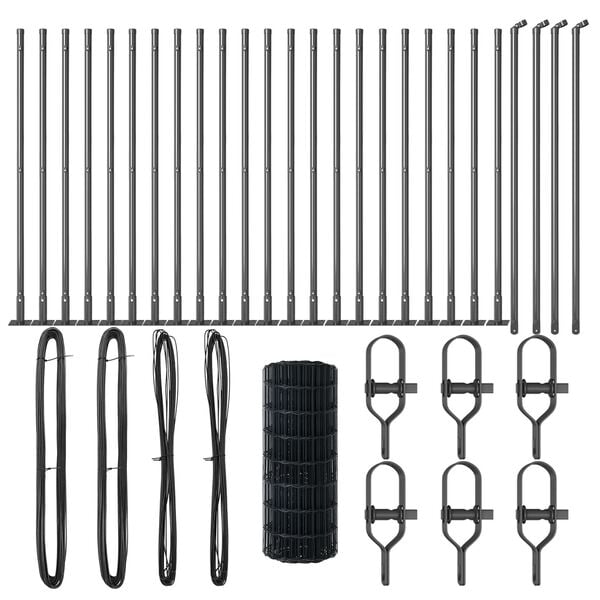 vidaXL Zaun mit Pfosten Grau 0,6 x 50 m Stahl und PVC