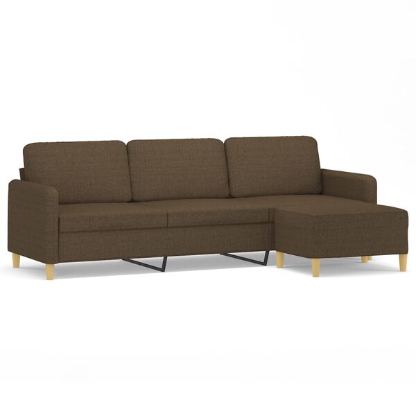 vidaXL 3-Sitzer-Sofa mit Hocker Braun 210 cm Stoff