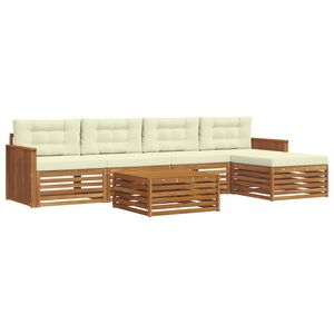 vidaXL Outdoor-Sofagarnitur mit Kissen 6 pcs Natur und Creme
