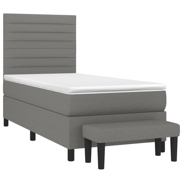 vidaXL Boxspringbett mit Matratze Dunkelgrau 100x200 cm Stoff