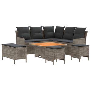 vidaXL M&ouml;belsets 7 Stk. Grau und Dunkelgrau PE-Rattan