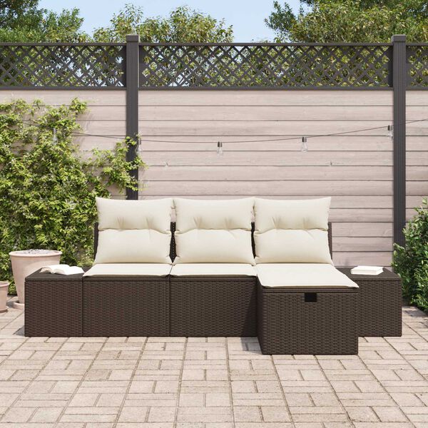 vidaXL Sofa Set mit Kissen 4 pcs Poly-Rattan