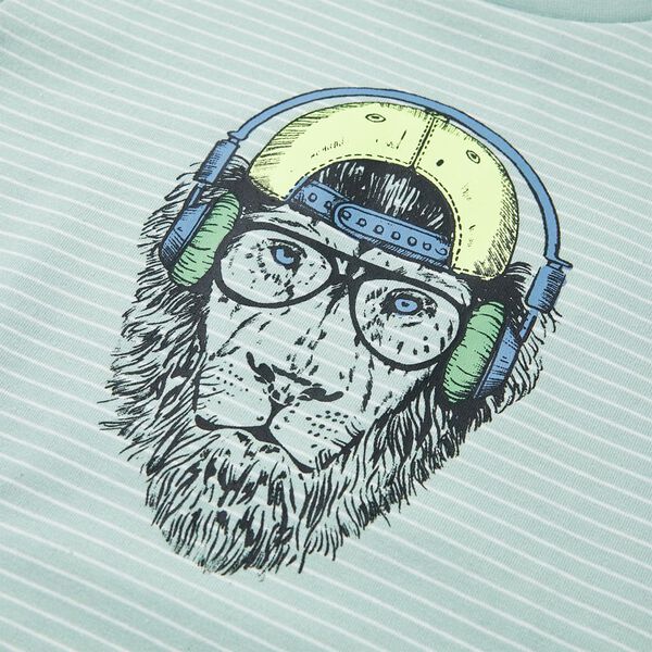 Kinder-T-Shirt mit Streifen Helles Minzgr&uuml;n 116