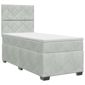 vidaXL Boxspringbett mit Matratze Hellgrau 80 x 200 cm Samt