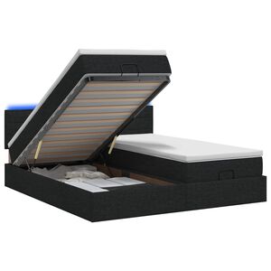 vidaXL Ottoman-Bett mit Matratze und LED Schwarz 180 x 200 cm Stoff