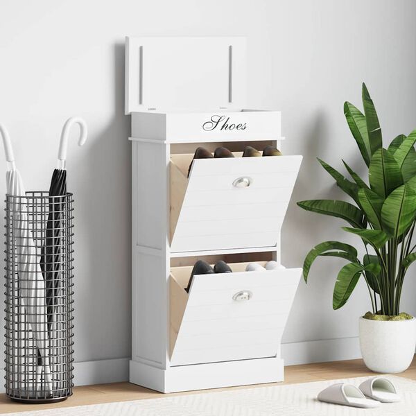 vidaXL Schuhschrank Wei&szlig; 50 x 28 x 98 cm Paulownia Holz