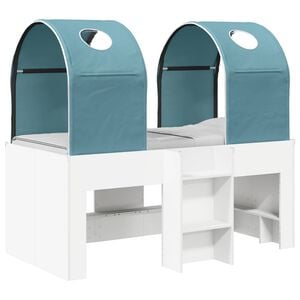 vidaXL Bett mit Tunnel 3 stk. Wei&szlig; und Hellblau Holzwerkstoff