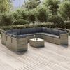 vidaXL 11-tlg. Garten-Lounge-Set mit Kissen Grau Poly Rattan