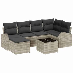 vidaXL Gartensofa-set 7 pcs Hellgrau Poly-Rattan