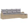 vidaXL Garten-Sofa-Set mit Kissen mit Speicher 5 pcs Beige Poly Rattan
