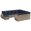 vidaXL 11-teiliges Gartensofa-Set mit Kissen, grau, Polyrattan