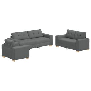 vidaXL Sofa 3 pcs Dunkelgrau Leinenmischgewebe