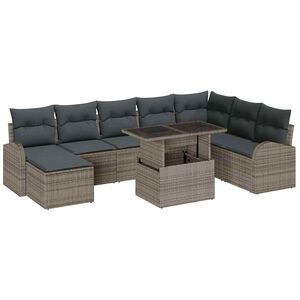 vidaXL Garten-Sofa-Set mit Kissen 9 pcs Grau