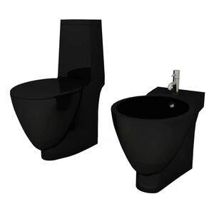 vidaXL Keramik-WC & Bidet-Set Schwarz