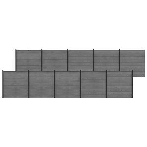 vidaXL zaunset 1737 x 186 cm WPC und Aluminium Grau