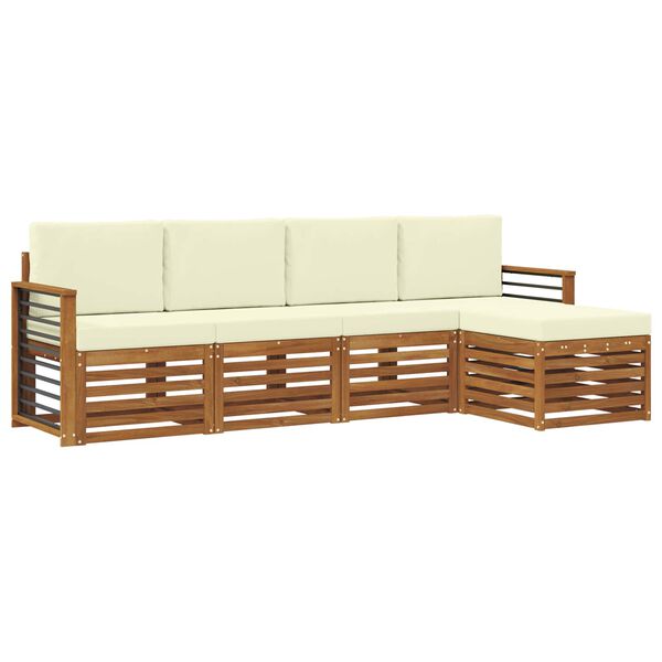 vidaXL Sofagarnituren 5 pcs Natur und Creme Massivholz Akazie