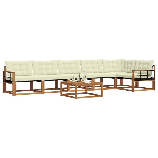 vidaXL Outdoor-Sofagarnitur mit Kissen 7 pcs Natur und Creme