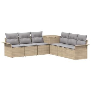 vidaXL Sofa Set 7 stk. Beige und Hellgrau Polyrattan und Stahl