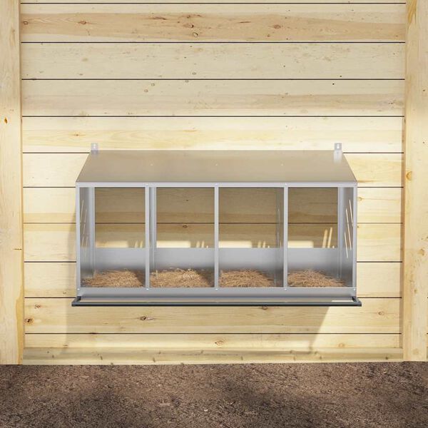 vidaXL H&uuml;hner-Nistkasten mit 4 F&auml;chern Verzinktes Silber Metall