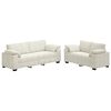 vidaXL 2-teiliges Sofa-Set mit Kissen, cremefarbener Samt