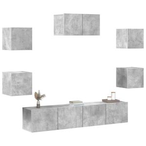 vidaXL 7-tlg. TV-Schrank-Set Betongrau Holzwerkstoff