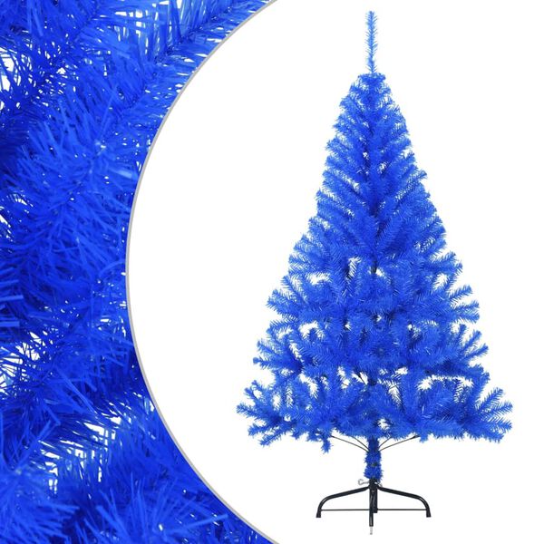 vidaXL K&uuml;nstlicher Halb-Weihnachtsbaum mit St&auml;nder Blau 120 cm PVC