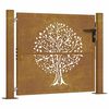 vidaXL Gartentor 100x100 cm Cortenstahl Baumdesign
