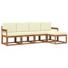 vidaXL Outdoor-Sofagarnitur 5 pcs Natur und Creme Massivholz Akazie