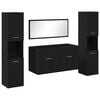 vidaXL Badezimmerm&ouml;bel-Set 4 pcs Schwarz Eichen-Optik Holzwerkstoff