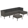 vidaXL 6-tlg. Garten-Lounge-Set mit Auflagen Poly Rattan Grau