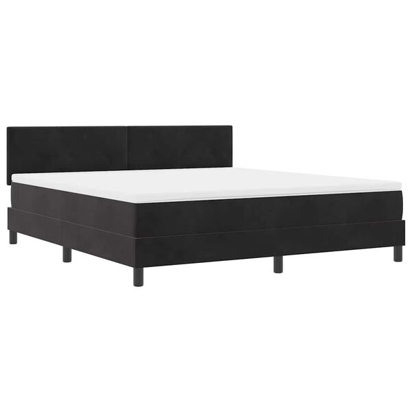 vidaXL LED Boxspringbett mit Matratze Schwarz 180 x 200 cm Samt