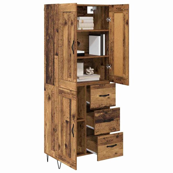 vidaXL Highboard Altholz 69,5 x 34 x 180 cm Holzwerkstoff