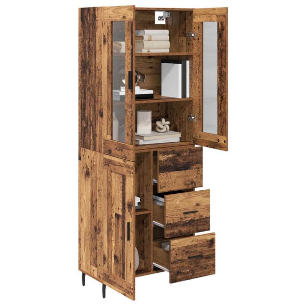 vidaXL Highboard mit Schubladen 2 pcs Altholz Holzwerkstoff