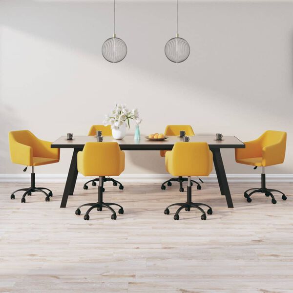 vidaXL Esszimmerst&uuml;hle 6 Stk. Drehbar Gelb Samt