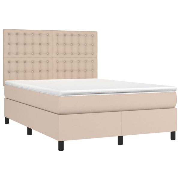 vidaXL Boxspringbett Matratze Cappuccino-Braun 140x200cm Kunstleder
