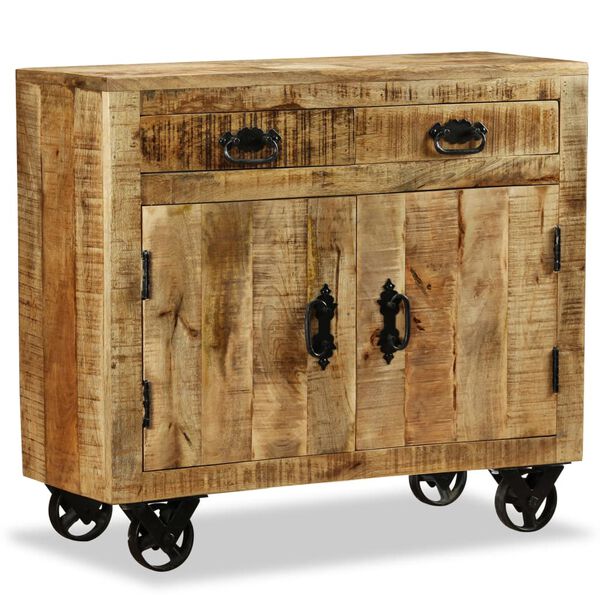 vidaXL Sideboard mit 2 Schubladen und 1 Fach Raues Mangoholz
