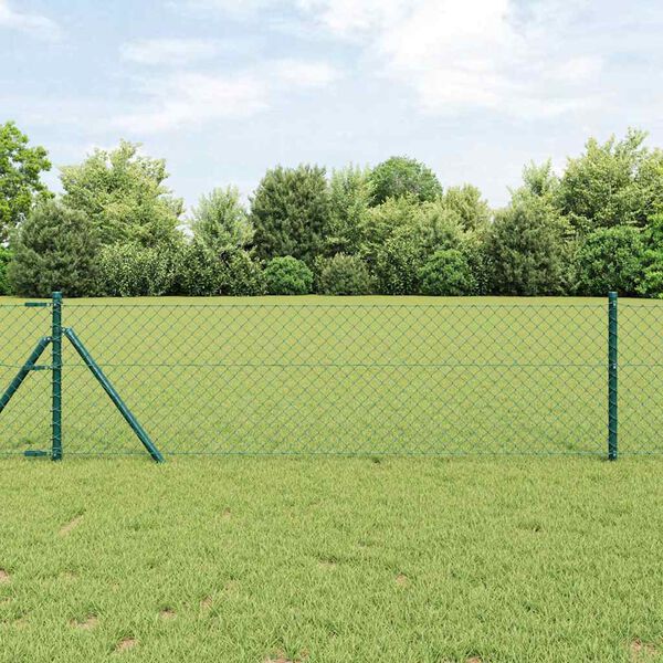 vidaXL Zaunpfosten Gr&uuml;n 10 x 0,6 m (40 x 40 mm Maschen) Stahl und PVC