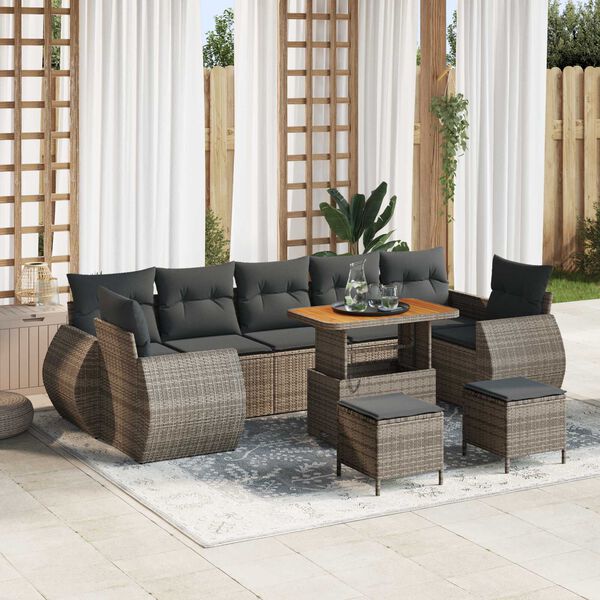 vidaXL Gartensofa-set 10 pcs Grau Poly-Rattan