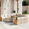 vidaXL 11-tlg. Garten-Sofagarnitur mit Kissen Beige Poly Rattan