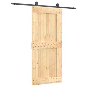 vidaXL Schiebet&uuml;r Nat&uuml;rlich und Schwarz 90 x 210 cm Massivkiefer