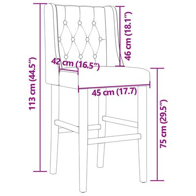vidaXL Barstühle 2 Stk. Massivholz Gummibaum und Stoff