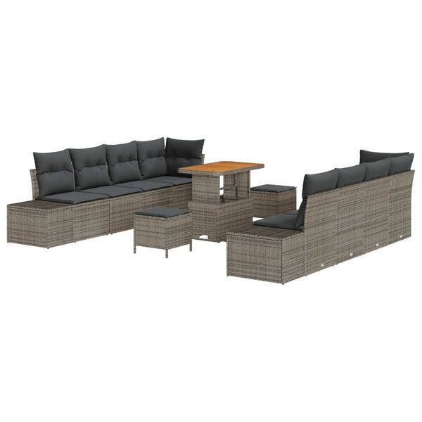 vidaXL Garten-Sofa-Set mit Kissen 11 pcs Hellgrau und Dunkelgrau