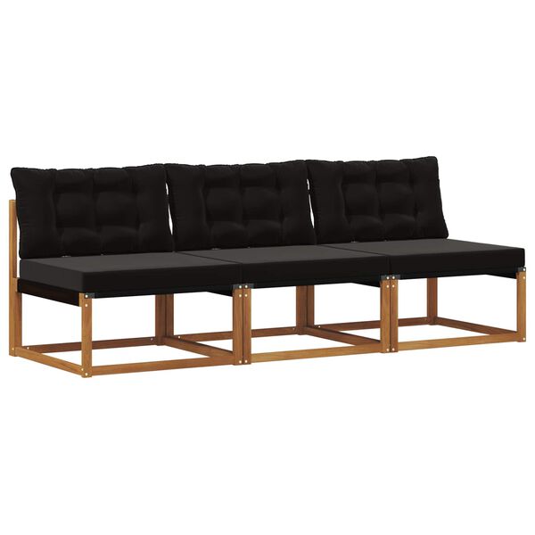 vidaXL 3 St&uuml;ck Outdoor Mittelsofa Massivholz Akazie Natur