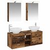 vidaXL Badezimmerm&ouml;bel-Set 5 pcs Altholz Ingenieurholz und Glas